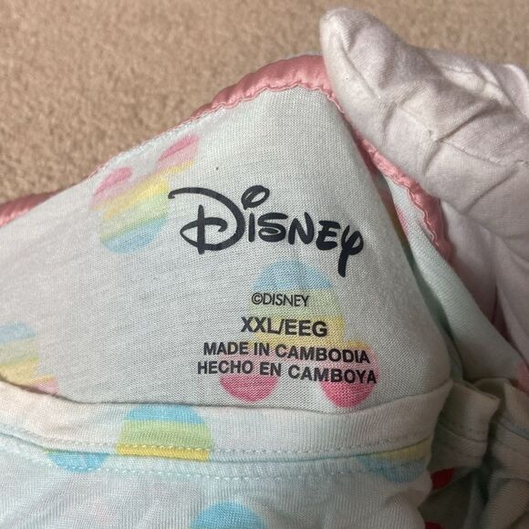 DISNEY MICKEY MOUSE 2 PIECE SHORT SLEEVE  PAJAMA SET - AQUA RAINBOW - XXL - Picture 9 of 10